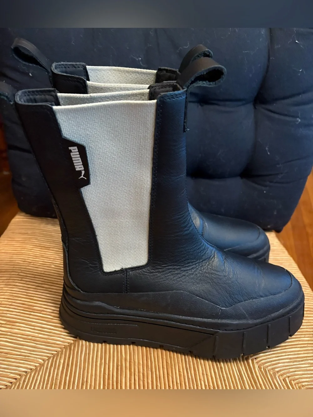 Puma Mayze Stack Chelsea Boot Black Egret Women's Size 7 386272-03